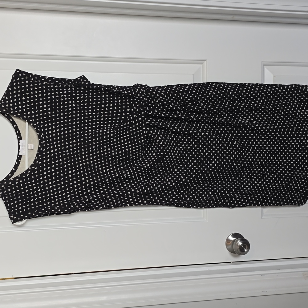 Maternity Black and Cream Polka Dot Dress